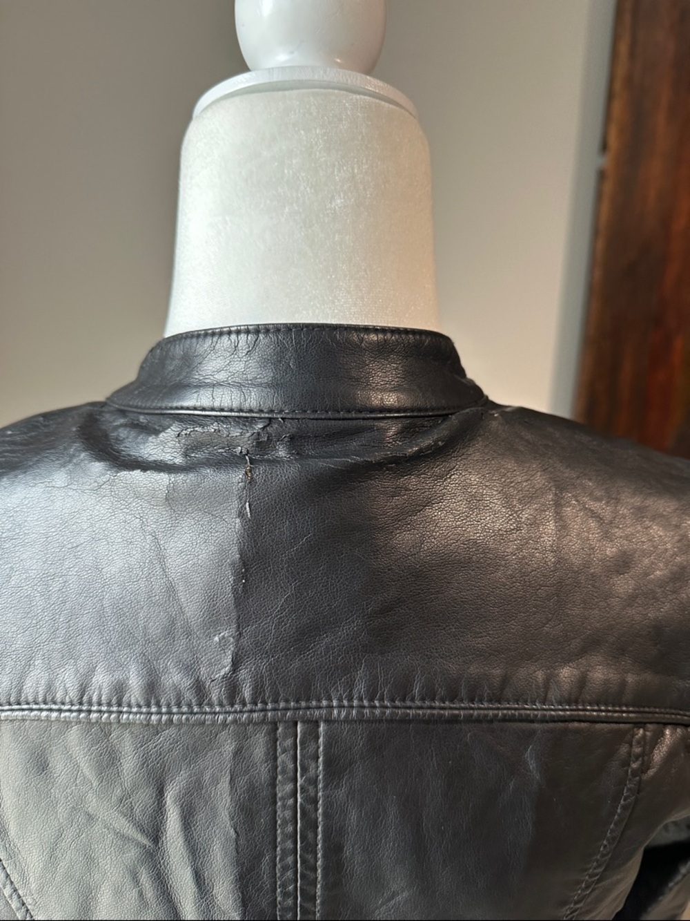 Express Black Leather Moto Jacket with Snap Collar SMALL - Picture 8 of 12